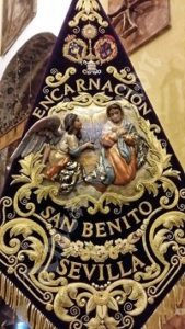 Banderín de la Agrupación Musical Nuestra Señora de la Encarnación - San Benito - de Sevilla