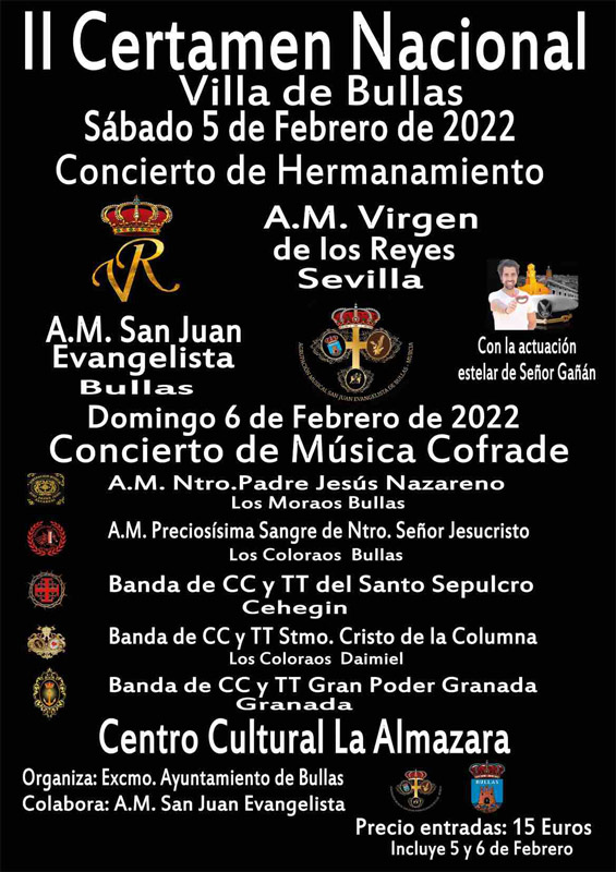 Cartel del II Certamen Nacional de Bandas "Villa de Bullas"