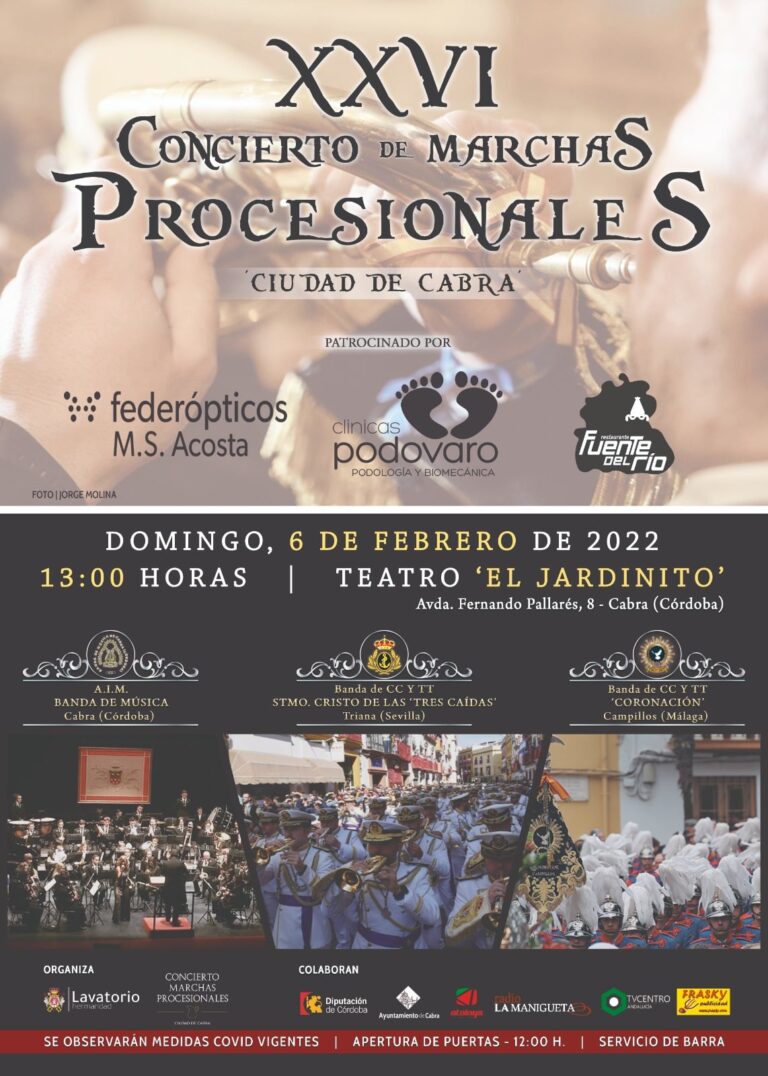 Cartel del XXVI Concierto de Marchas Procesionales "Ciudad de Cabra"