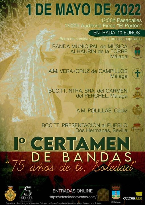 Cartel del I Certamen de Bandas "75 años de ti, Soledad"