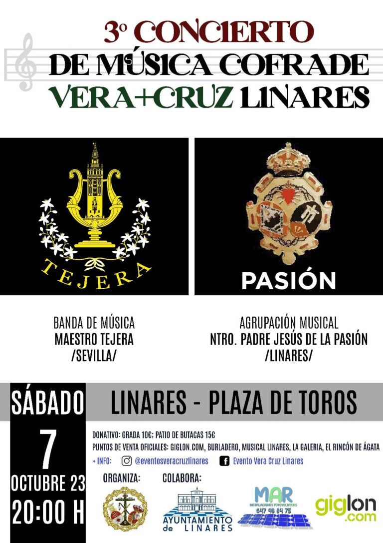 Cartel del III Concierto de Música Cofrade "Vera+Cruz Linares"