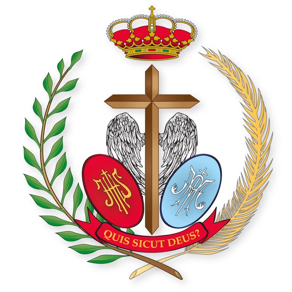 Escudo de la Ilustre y Fervorosa Hermandad y Cofradía de Nazarenos de Nuestro Padre Jesús de la Paz en su Triunfal Entrada en Jerusalén, Santísimo Cristo del Perdón, Nuestra Señora de la Victoria y San Miguel Arcángel - La Borriquita - de Sanlúcar de Barrameda